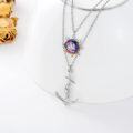 wholesale TOUPOP Anker Necklace For Women Sterling Silver Layered Necklace, Nautical Compass Hope Jewelry With Crystal Silver Layering Necklace Birthday Graduation Gift For Women -0-1