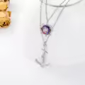 TOUPOP Sterling Silver Crystal Layered Nautical Compass Necklace Gift-0-1