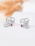 wholesale 925 Sterling Silver Heartbeat Red Crystal Stud Earrings Medical Gift for Nurses-0-4