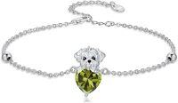 wholesale  Metal Stone Maltese Dog Birthstone Bracelet Gift for Women ( chars)-August