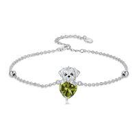wholesale  Metal Stone Maltese Dog Birthstone Bracelet Gift for Women ( chars)-August