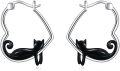 wholesale 925 Sterling Silver Cat Heart Hoop Dangle Earrings Cute s for Women-0-0