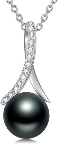 wholesale Sterling Silver Freshwater Black Pearl Necklace 8 10mm AAAA 18 +2 Adjustable-8mm-Style1-A1