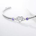 wholesale 925 Sterling Silver Forever My Daughter Heart Bangle With Pink Stones-0-7