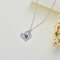 wholesale 925 Sterling Silver Blue Sapphire Heart Pendant Necklace for Women Mothers Day Gifts-0-5