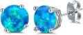 wholesale 925 Sterling Silver Green Fire Opal Round Stud Earrings - Multiple Sizes & Colors for Women Men Gifts-0-6