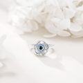wholesale 925 Sterling Silver Blue Crystal Evil Eye Rose Flower Adjustable Ring for Women Girls  Size 7-8-0-3