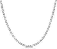 wholesale Sterling Silver Moissanite Tennis Necklace 3 5mm D VVS1 Round Lab Diamond 16 18 Unisex Gift-3mm-16inch