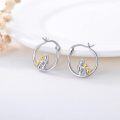 wholesale 925 Sterling Silver Angel Hug Hoop Earrings with Gold Accents-0-1