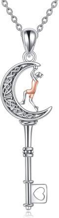 wholesale 925 Sterling Silver Moon Key Pendant Necklace with Gymnast Design for Girls and Women-0-0
