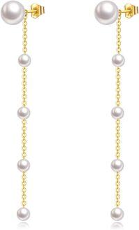 wholesale 14K Gold Freshwater Pearl Drop Dangle Earrings for Women Gift Ideas-Tassel