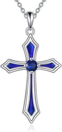 wholesale 925 Sterling Silver 5A CZ Birthstone Necklace for Women Men-I.Dark Blue-September-Sapphire