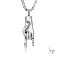 TOUPOP 925 Sterling Silver Stainless Steel Italian Horn Hand Urn Ashes Memorial Pendant-0-0