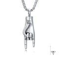 TOUPOP 925 Sterling Silver Stainless Steel Italian Horn Hand Urn Ashes Memorial Pendant-0-0