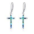 wholesale 925 Sterling Silver Cross Earrings With Abalone Shell Drop-0-0