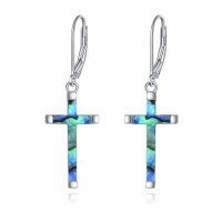 wholesale 925 Sterling Silver Cross Earrings With Abalone Shell Drop-A-Abalone Shell