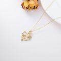 wholesale 14K Gold Mother and Child Heart Pendant Necklace with Cubic Zirconia - Gift for Mom/Wife/Grandma (16+2)-0-2