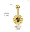 wholesale 925 Sterling Silver Sunflower Belly Button Ring Flower Piercing Jewelry for Women Hypoallergenic-0-4