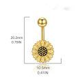 wholesale 925 Sterling Silver Sunflower Belly Button Ring Flower Piercing Jewelry for Women Hypoallergenic-0-4