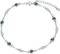 wholesale  Sterling Silver Natural Stone Anklet Bracelet for Women -Moss Agate Anklet 9\"-11\"