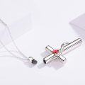wholesale 925 Sterling Silver White Gold & Sterling Silver Birthstone Cross Urn Necklace for Ashes – Infinity Engraved Cremation Pendant with 1.35mm Chain-0-2