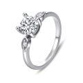 TOUPOP Sterling Silver 3 Stone D Color Vvs1 Moissanite Engagement Ring-0-0