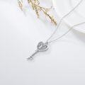 wholesale 925 Sterling Silver Heart-Shaped Key Pendant Necklace with Tree of Life Design for Women-0-3