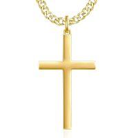 wholesale 925 Sterling Silver Minimalist Cross Pendant Necklace-Yellow Gold