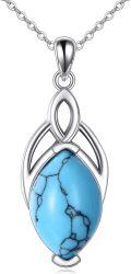 wholesale Sterling Silver Moonstone Turquoise Lapis Lazuli Larimar Moss Agate Celtic Trinity Knot Necklace-0-15