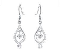 wholesale 14K Gold Moissanite Teardrop Dangle Earrings for Women Birthdays-White Gold