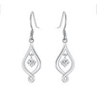 wholesale 10k Gold Elegant Lab Diamond Drop Earrings-White Gold