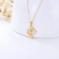 wholesale 14k Gold Mom Script Heart Pendant Necklace With Cubic Zirconia Stones-0-4