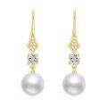 wholesale 10K Gold Diamond & White Pearl Drop Earring for Women's Fashion Jewellery Gifts-0-0