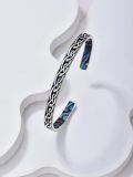 wholesale 925 Sterling Silver Abalone Shell Inlay Celtic Knot Bangle Bracelet  for Him Her-0-3