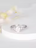 TOUPOP Sterling Silver D Color VVS1 Moissanite Engagement Wedding Ring-0-4