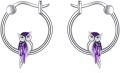 wholesale 925 Sterling Silver Purple Owl Hoop Earrings for Women Girls  43mm Diameter-0-0