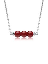 wholesale 925 Sterling Silver Red Agate Healing Crystal Bead Choker Necklace for Women Christmas Gift-06. Carnelian/January