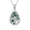 wholesale 925 Sterling Silver Teardrop Blue Opal CZ Mermaid Pendant Necklaces for Women Ocean Beach Gifts-0-6