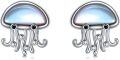 wholesale 925 Sterling Silver Jellyfish Stud Earrings with Mother of Pearl and Cubic Zirconia for Women-0-0