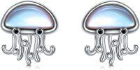 wholesale 925 Sterling Silver Jellyfish Stud Earrings with Mother of Pearl and Cubic Zirconia for Women-Jellyfish
