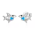 TOUPOP Sterling Silver Opal Animal Stud Earrings: Turtle Dolphin Dragon Dinosaur Ladybug Shark Narwhal-0-0