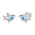 TOUPOP Sterling Silver Opal Animal Stud Earrings: Turtle Dolphin Dragon Dinosaur Ladybug Shark Narwhal-0-0