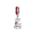 wholesale 925 Sterling Silver Christmas Reindeer Pendant Necklace with Red Enamel Cap and Scarf Charm s for Her-0-1