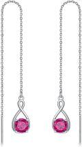 wholesale 925 Sterling Silver Birthstone Threader Earrings Infinity Long Chain Drop Pull Through 12 Stone Birthday Jewelry Gifts for Women-0-54