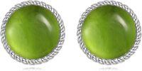 wholesale 925 Sterling Silver Round Black Stone Stud Earrings with Gold Rope Edge - Gift for Her-Olivine Stud Earrings
