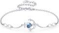 wholesale 925 Sterling Silver Blue Crystal Evil Eye Anchor Infinity Adjustable Bracelet for Women-0-0