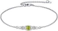 wholesale 925 Sterling Silver Celtic Knot Bracelet w Mustard Seed Moonstone Birthstone-B-8-August