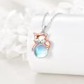 wholesale 925 Sterling Silver Fox Holding Blue Stone Pendant Necklace for Women-0-3