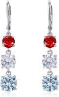 wholesale 925 Sterling Silver Red & White Stone Drop Earrings for Women-0-0