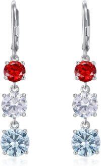 wholesale 925 Sterling Silver Red & White Stone Drop Earrings for Women-Style4